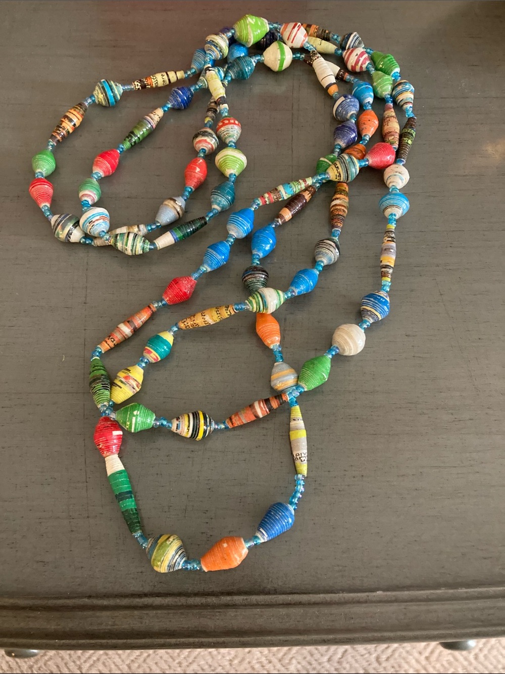 Handmade Multicolor Paper Bead Necklace - Women Jewelry